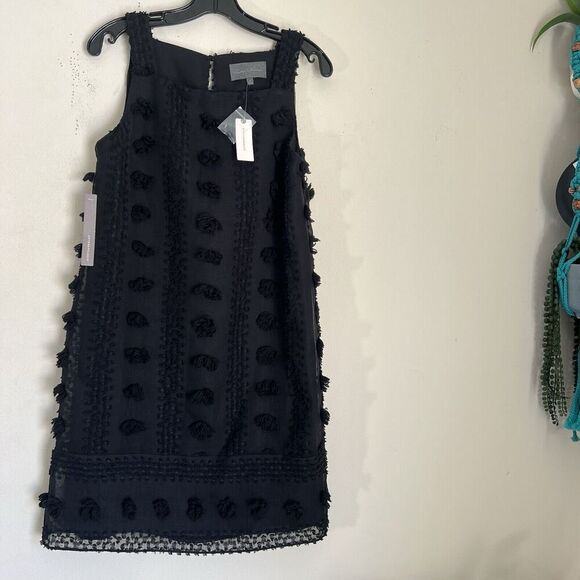 Anthropologie Sunday in Brooklyn Shift Dress Size Small Black Mischa Pom Pom New - Picture 8 of 8